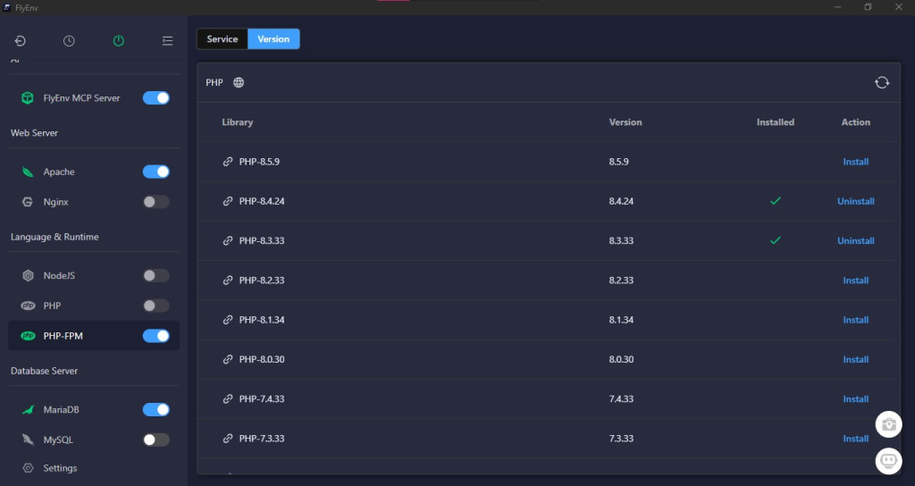 Flyenv interface